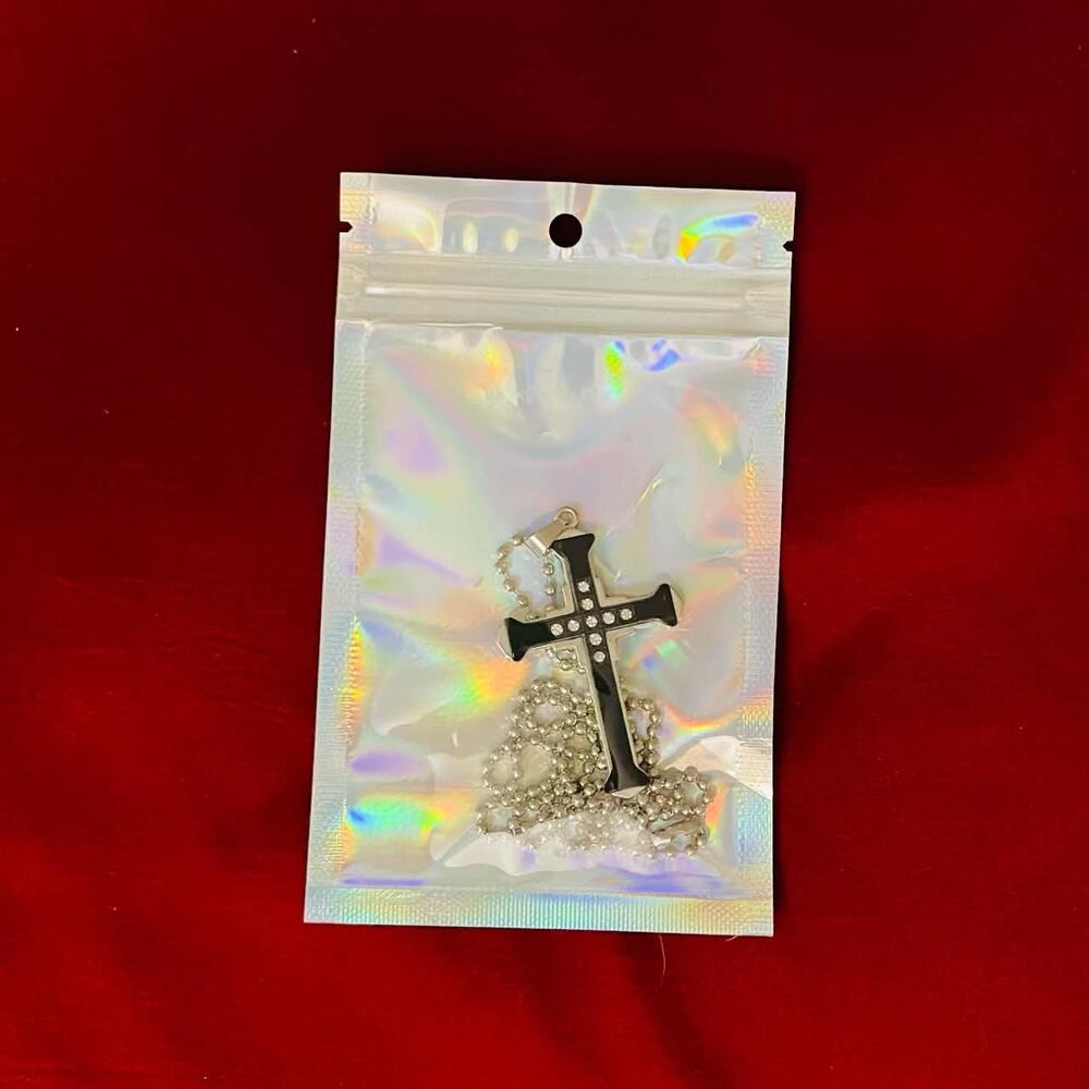 NEW Necklace Shiny Bling Cross For Rearview Mirrors Car Decoration